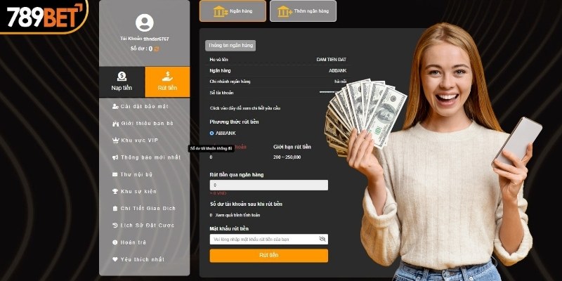 Rút tiền từ nền tảng 789BET về tài khoản ngân hàng