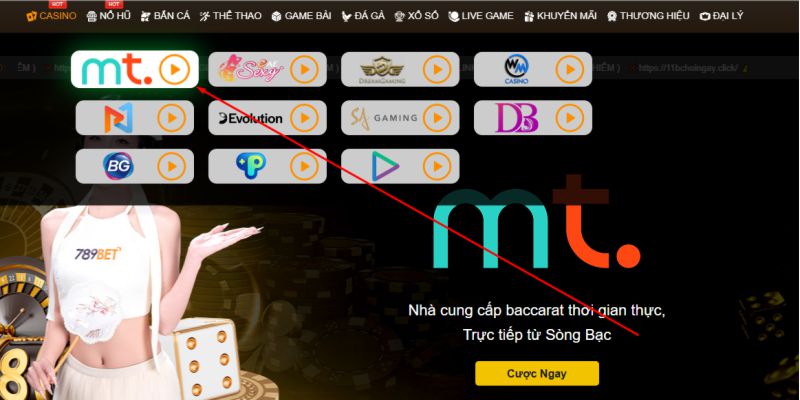 Sảnh MT Casino tại 789BET – giao diện hiện đại, nhiều bàn cược